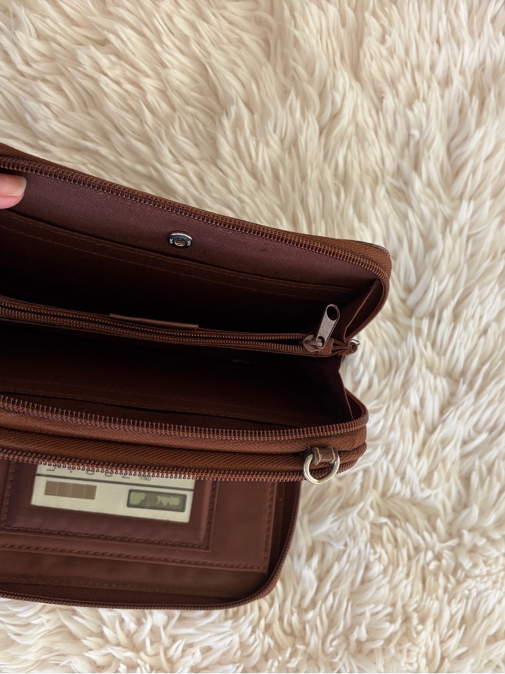 Woven Brown Leather Zip Wallet - Picture 5 of 5